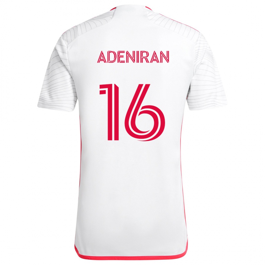 Enfant Maillot Samuel Adeniran #16 Blanc Rouge Tenues Extérieur 2024/25 T-Shirt Suisse