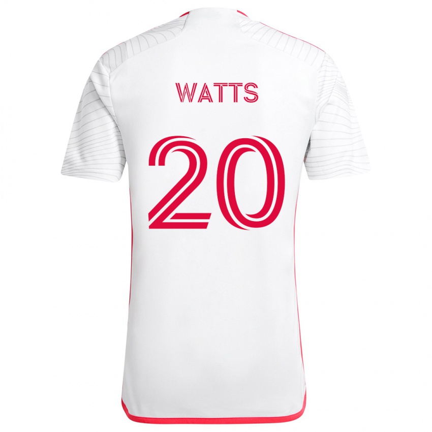 Enfant Maillot Akil Watts #20 Blanc Rouge Tenues Extérieur 2024/25 T-Shirt Suisse