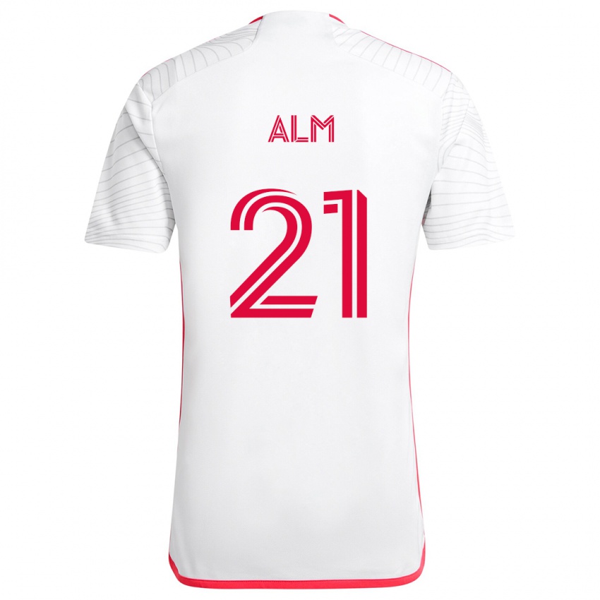 Kinder Rasmus Alm #21 Weiß Rot Auswärtstrikot Trikot 2024/25 T-Shirt Schweiz