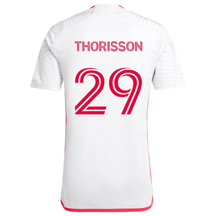 Kinder Nökkvi Thórisson #29 Weiß Rot Auswärtstrikot Trikot 2024/25 T-Shirt Schweiz