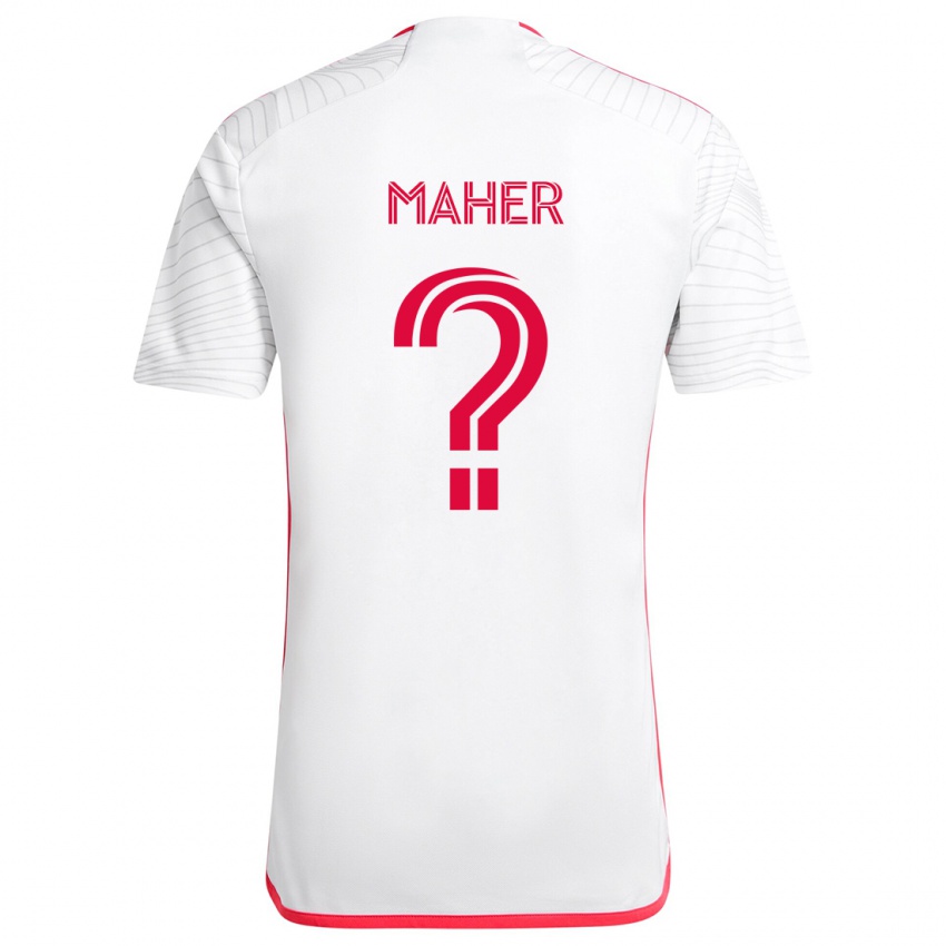 Enfant Maillot Josh Maher #0 Blanc Rouge Tenues Extérieur 2024/25 T-Shirt Suisse