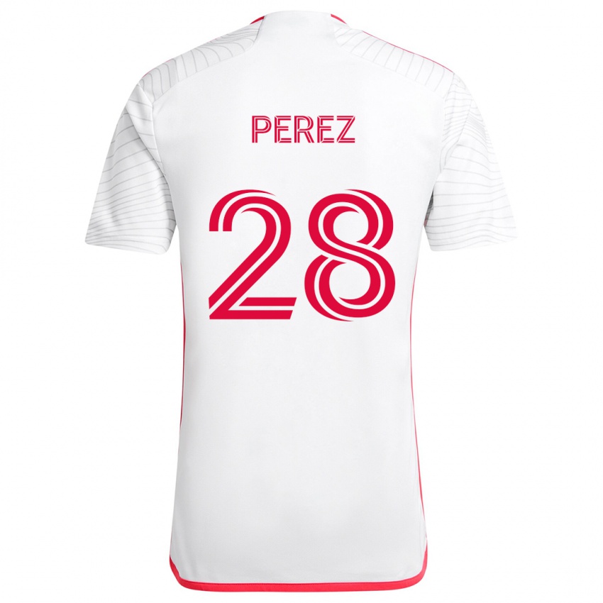 Kinder Miguel Perez #28 Weiß Rot Auswärtstrikot Trikot 2024/25 T-Shirt Schweiz