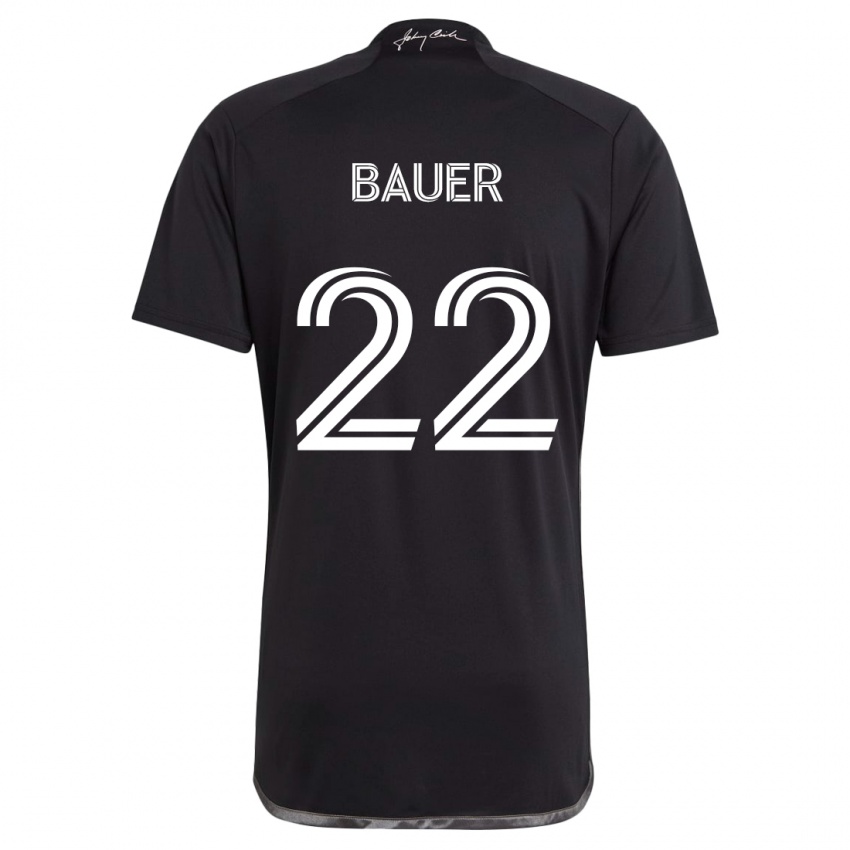 Enfant Maillot Josh Bauer #22 Noir Tenues Extérieur 2024/25 T-Shirt Suisse