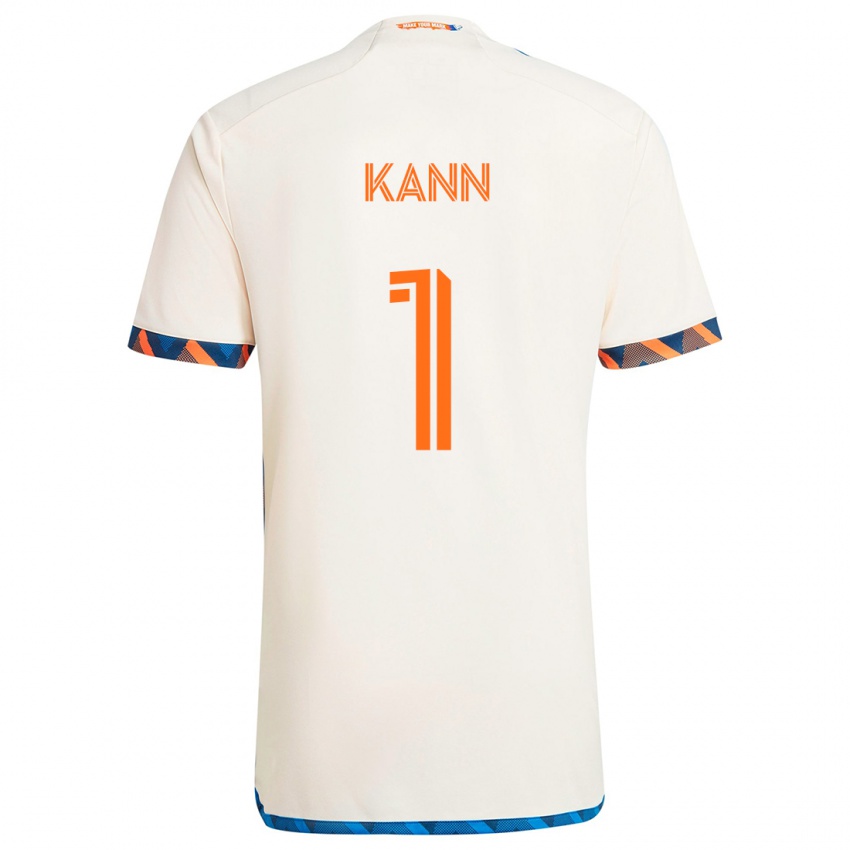 Enfant Maillot Alec Kann #1 Blanc Orange Tenues Extérieur 2024/25 T-Shirt Suisse