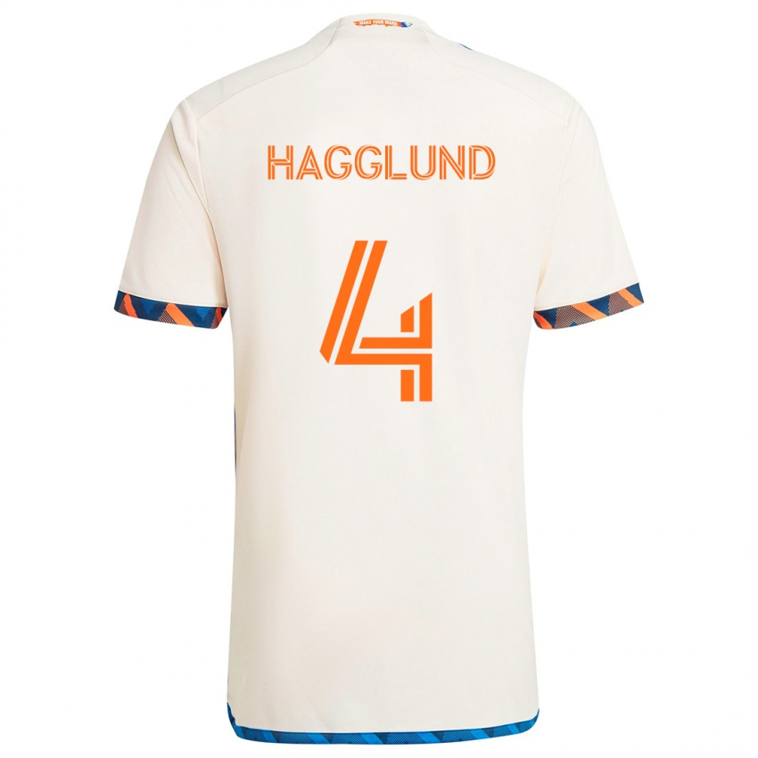 Kinder Nick Hagglund #4 Weiß Orange Auswärtstrikot Trikot 2024/25 T-Shirt Schweiz