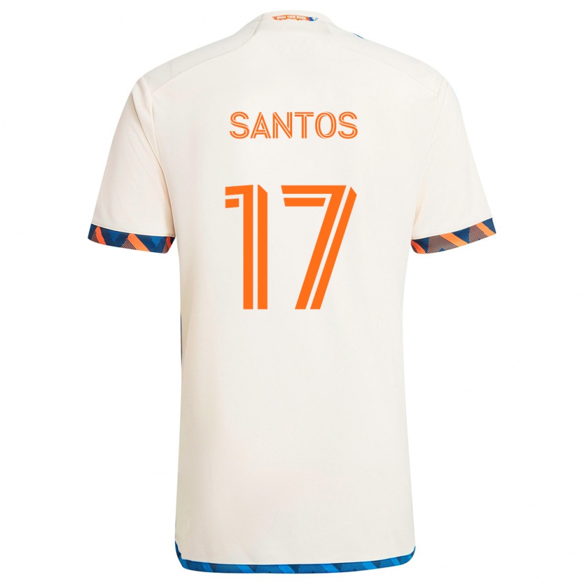 Kinder Sergio Santos #17 Weiß Orange Auswärtstrikot Trikot 2024/25 T-Shirt Schweiz