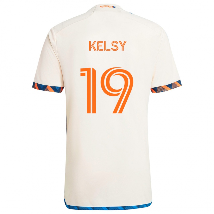 Kinder Kevin Kelsy #19 Weiß Orange Auswärtstrikot Trikot 2024/25 T-Shirt Schweiz