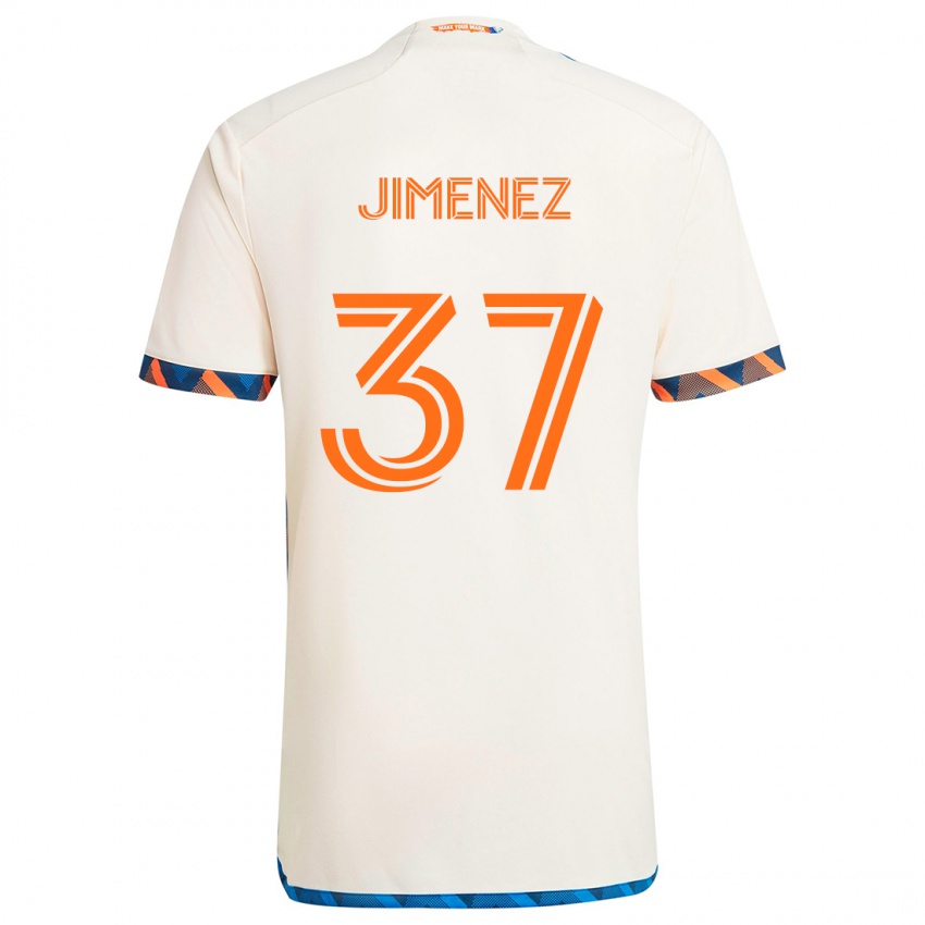 Enfant Maillot Stiven Jimenez #37 Blanc Orange Tenues Extérieur 2024/25 T-Shirt Suisse