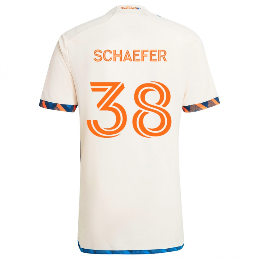 Kinder Brian Schaefer #38 Weiß Orange Auswärtstrikot Trikot 2024/25 T-Shirt Schweiz