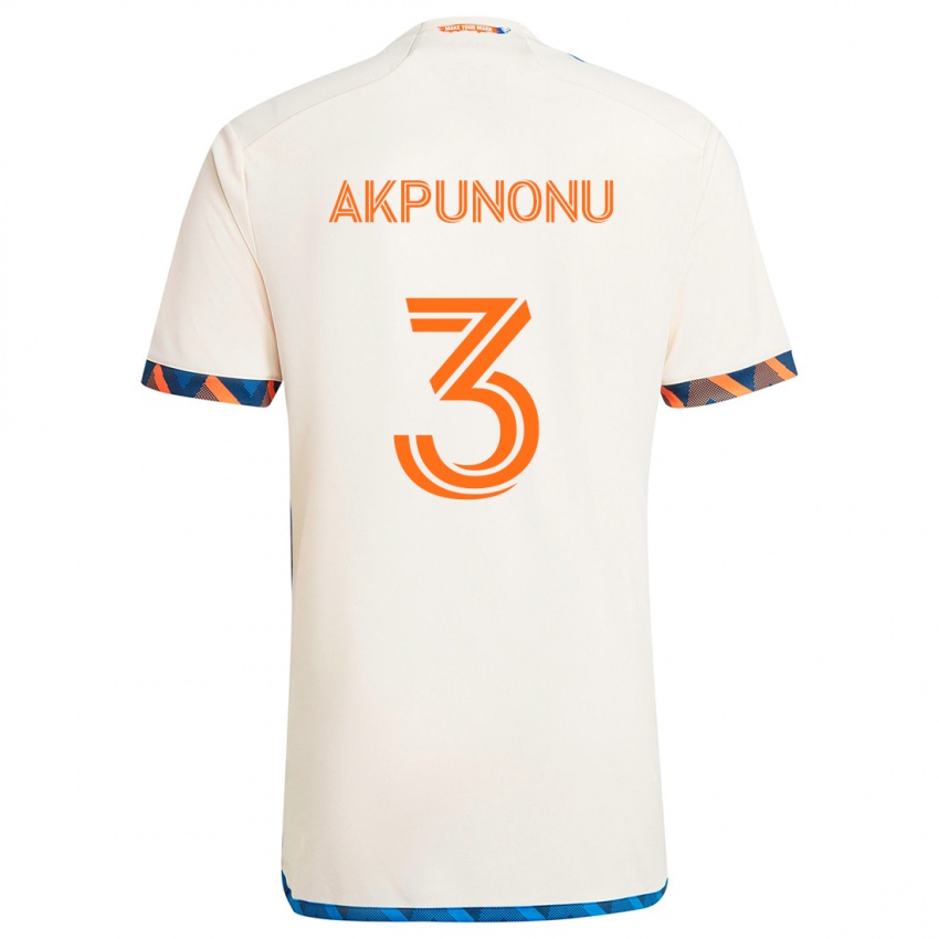 Enfant Maillot Joey Akpunonu #3 Blanc Orange Tenues Extérieur 2024/25 T-Shirt Suisse