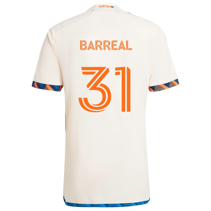 Enfant Maillot Álvaro Barreal #31 Blanc Orange Tenues Extérieur 2024/25 T-Shirt Suisse