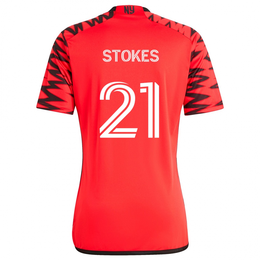 Kinder Aidan Stokes #21 Rot Schwarz Weiß Auswärtstrikot Trikot 2024/25 T-Shirt Schweiz