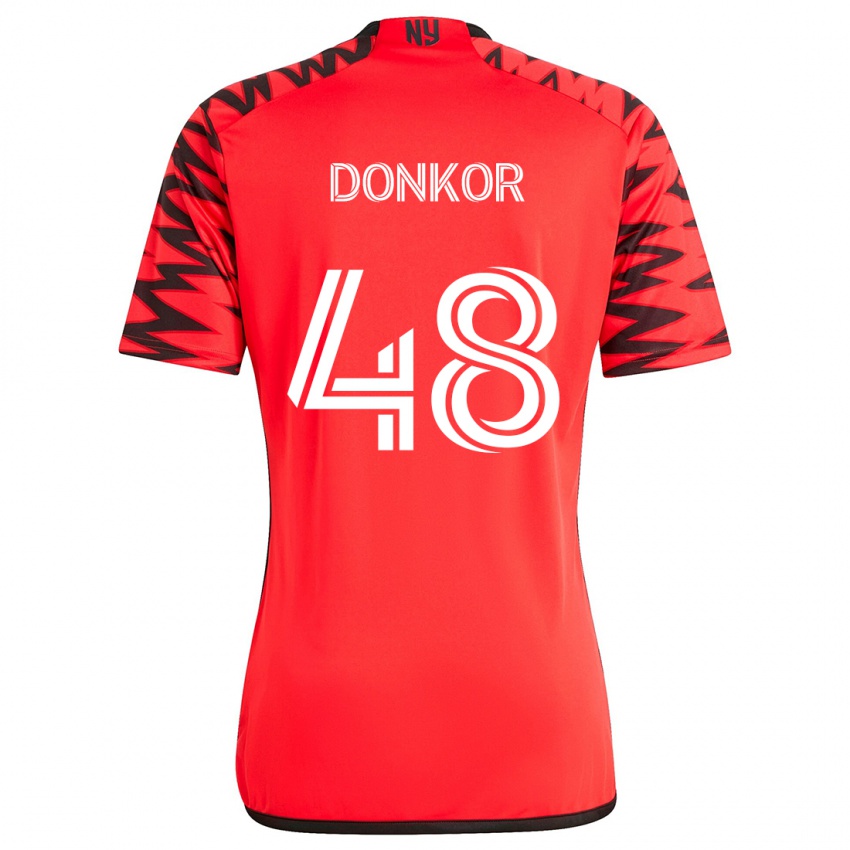 Kinder Ronald Donkor #48 Rot Schwarz Weiß Auswärtstrikot Trikot 2024/25 T-Shirt Schweiz