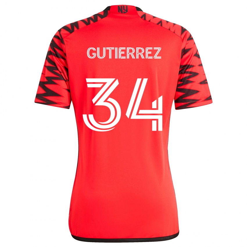 Kinder Juan Gutierrez #34 Rot Schwarz Weiß Auswärtstrikot Trikot 2024/25 T-Shirt Schweiz