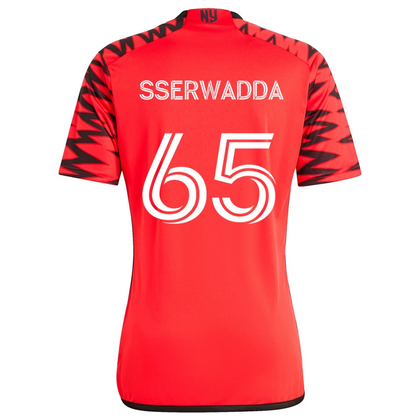 Kinder Steven Sserwadda #65 Rot Schwarz Weiß Auswärtstrikot Trikot 2024/25 T-Shirt Schweiz