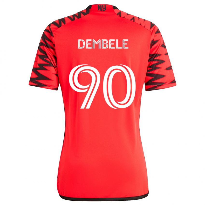 Kinder Malick Dembele #90 Rot Schwarz Weiß Auswärtstrikot Trikot 2024/25 T-Shirt Schweiz