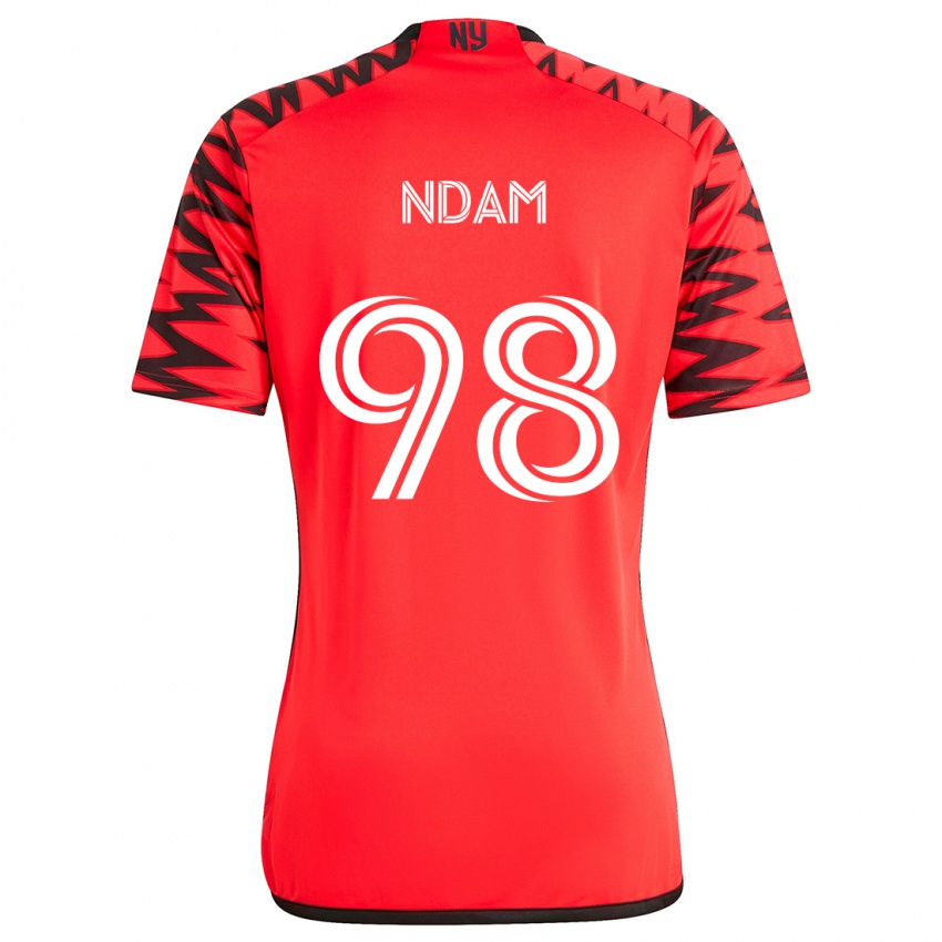 Kinder Hassan Ndam #98 Rot Schwarz Weiß Auswärtstrikot Trikot 2024/25 T-Shirt Schweiz