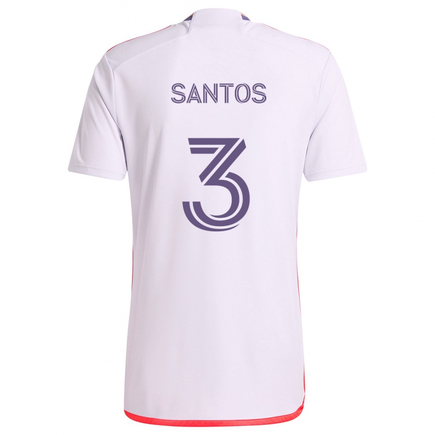 Kinder Rafael Santos #3 Weiß Rot Lila Auswärtstrikot Trikot 2024/25 T-Shirt Schweiz