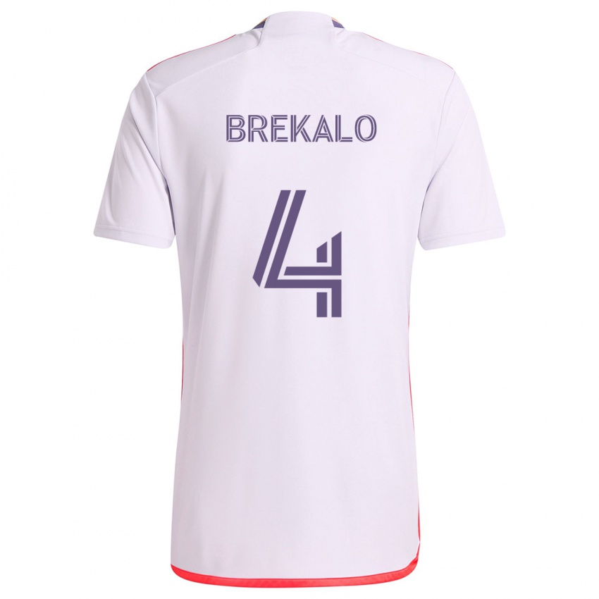 Kinder David Brekalo #4 Weiß Rot Lila Auswärtstrikot Trikot 2024/25 T-Shirt Schweiz