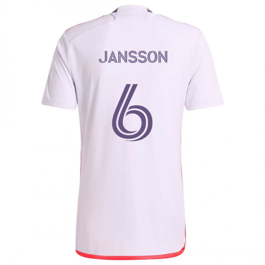 Kinder Robin Jansson #6 Weiß Rot Lila Auswärtstrikot Trikot 2024/25 T-Shirt Schweiz