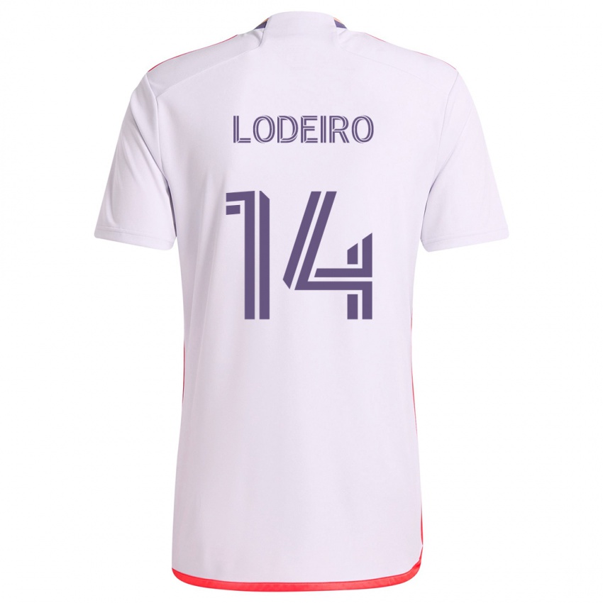 Enfant Maillot Nicolás Lodeiro #14 Blanc Rouge Violet Tenues Extérieur 2024/25 T-Shirt Suisse