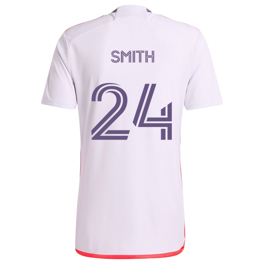 Kinder Kyle Smith #24 Weiß Rot Lila Auswärtstrikot Trikot 2024/25 T-Shirt Schweiz