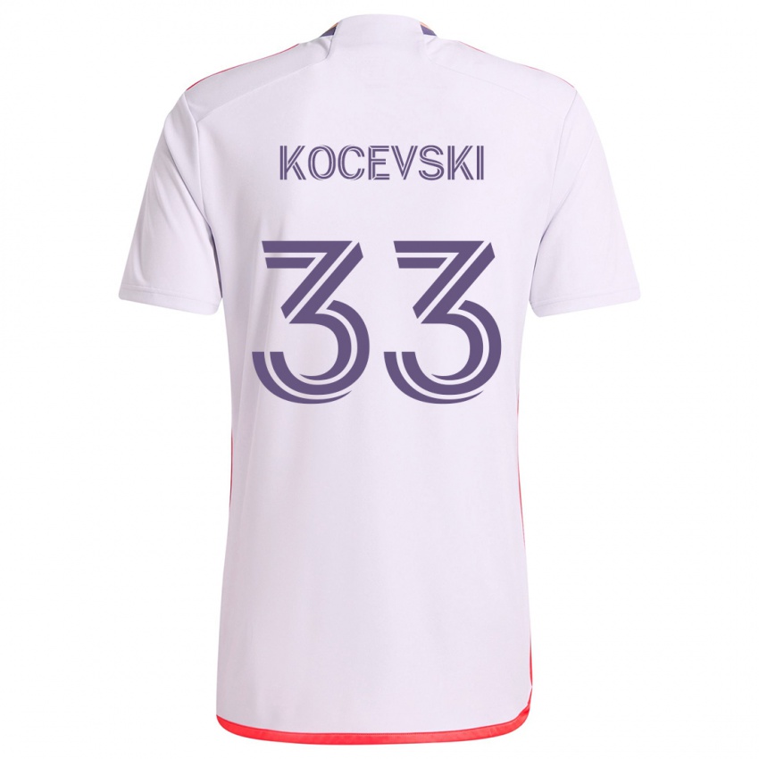 Kinder Jeorgio Kocevski #33 Weiß Rot Lila Auswärtstrikot Trikot 2024/25 T-Shirt Schweiz