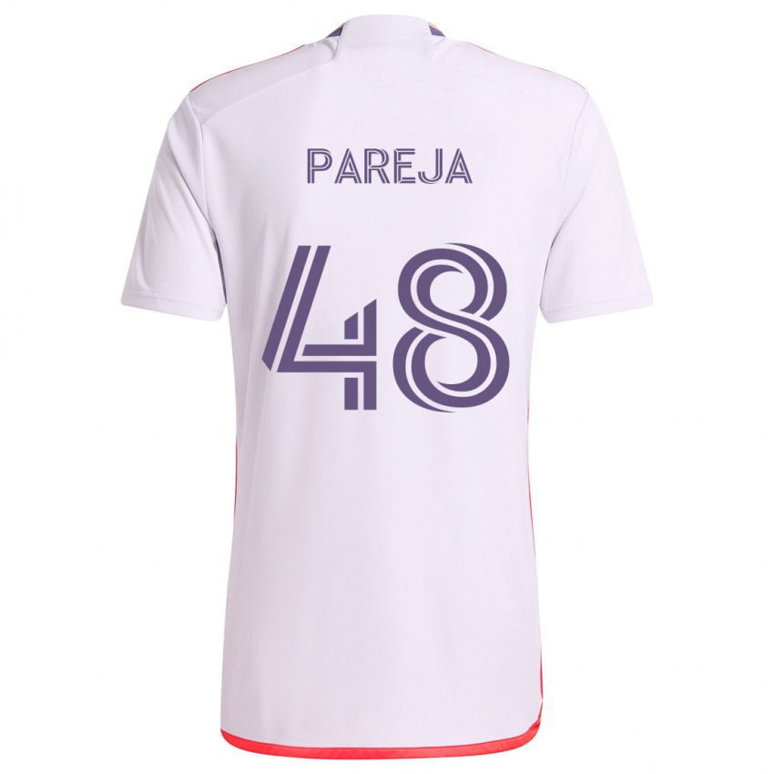 Kinder Diego Pareja #48 Weiß Rot Lila Auswärtstrikot Trikot 2024/25 T-Shirt Schweiz