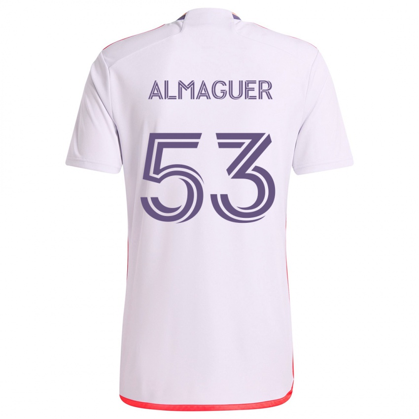 Kinder Jorge Almaguer #53 Weiß Rot Lila Auswärtstrikot Trikot 2024/25 T-Shirt Schweiz