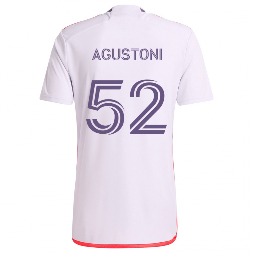 Kinder Gonzalo Agustoni #52 Weiß Rot Lila Auswärtstrikot Trikot 2024/25 T-Shirt Schweiz