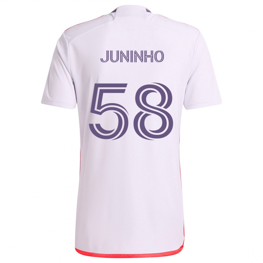 Kinder Juninho #58 Weiß Rot Lila Auswärtstrikot Trikot 2024/25 T-Shirt Schweiz