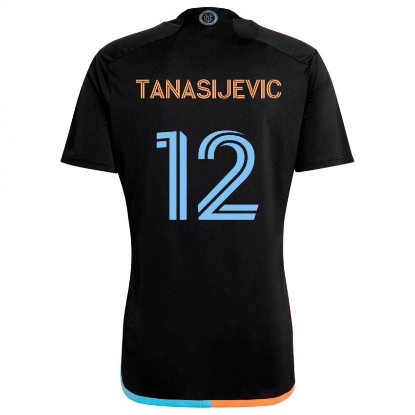 Kinder Strahinja Tanasijevic #12 Schwarz Orange Blau Auswärtstrikot Trikot 2024/25 T-Shirt Schweiz