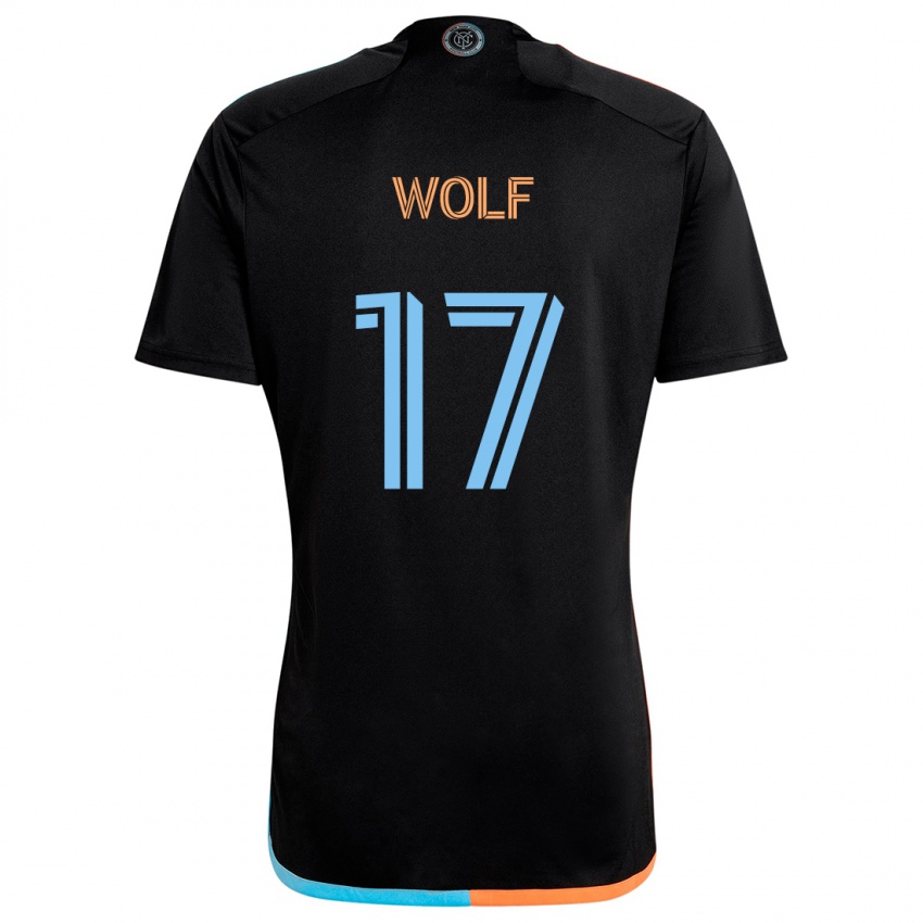 Enfant Maillot Hannes Wolf #17 Noir Orange Bleu Tenues Extérieur 2024/25 T-Shirt Suisse