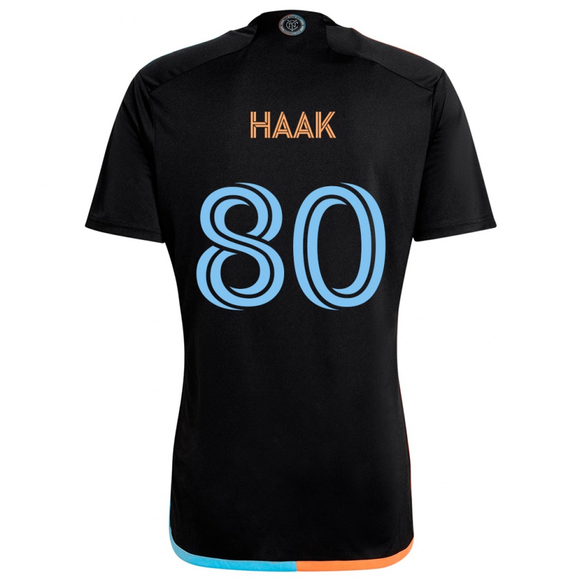 Kinder Justin Haak #80 Schwarz Orange Blau Auswärtstrikot Trikot 2024/25 T-Shirt Schweiz