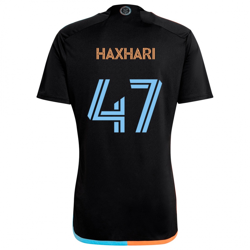 Kinder Klevis Haxhari #47 Schwarz Orange Blau Auswärtstrikot Trikot 2024/25 T-Shirt Schweiz