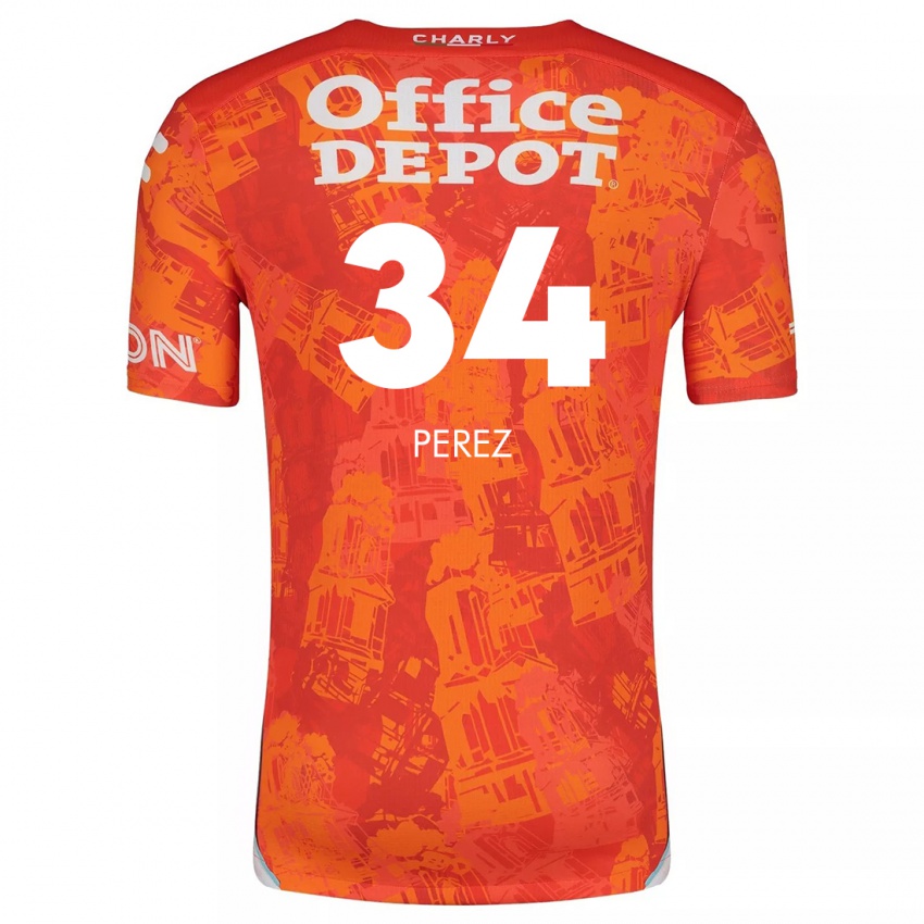 Enfant Maillot Julio Pérez #34 Orange White Tenues Extérieur 2024/25 T-Shirt Suisse