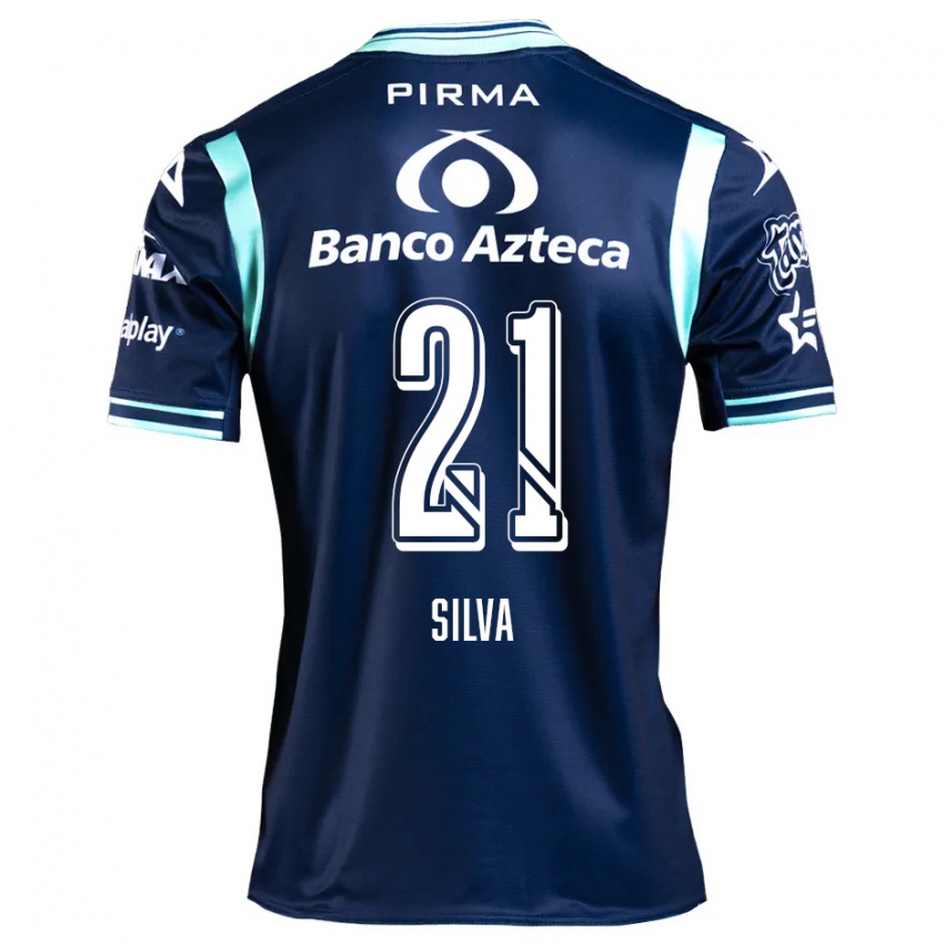 Enfant Maillot Gastón Silva #21 Bleu Marine Tenues Extérieur 2024/25 T-Shirt Suisse