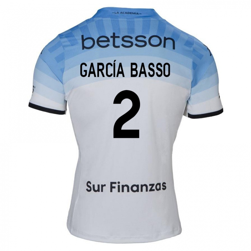 Kinder Agustín García Basso #2 Weiß Blau Schwarz Auswärtstrikot Trikot 2024/25 T-Shirt Schweiz