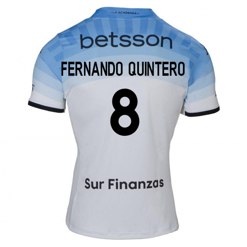 Kinder Juan Fernando Quintero #8 Weiß Blau Schwarz Auswärtstrikot Trikot 2024/25 T-Shirt Schweiz