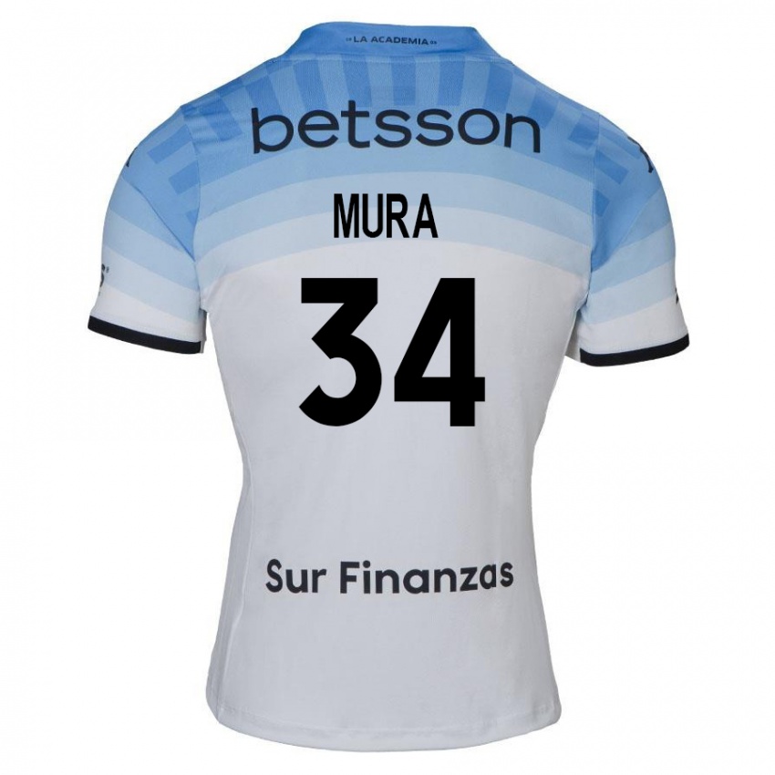 Kinder Facundo Mura #34 Weiß Blau Schwarz Auswärtstrikot Trikot 2024/25 T-Shirt Schweiz