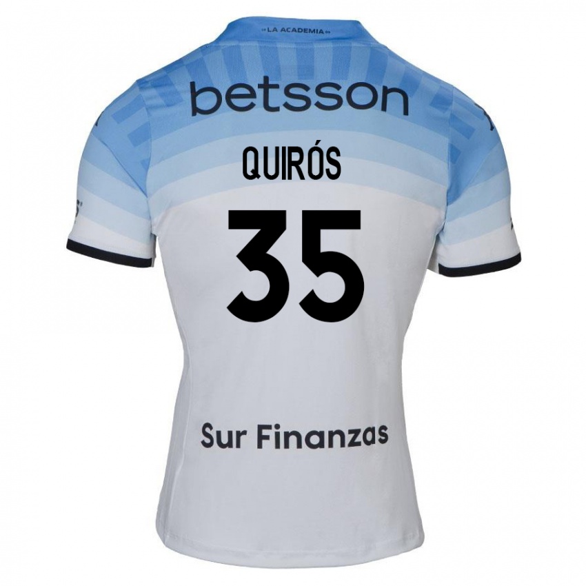 Kinder Santiago Quirós #35 Weiß Blau Schwarz Auswärtstrikot Trikot 2024/25 T-Shirt Schweiz