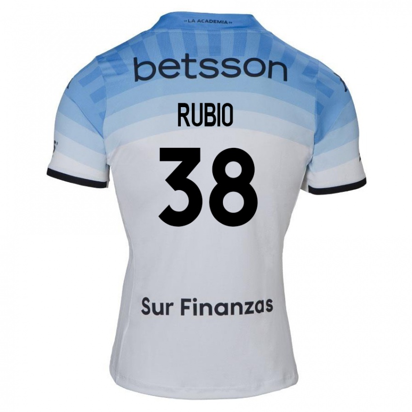 Kinder Tobías Rubio #38 Weiß Blau Schwarz Auswärtstrikot Trikot 2024/25 T-Shirt Schweiz