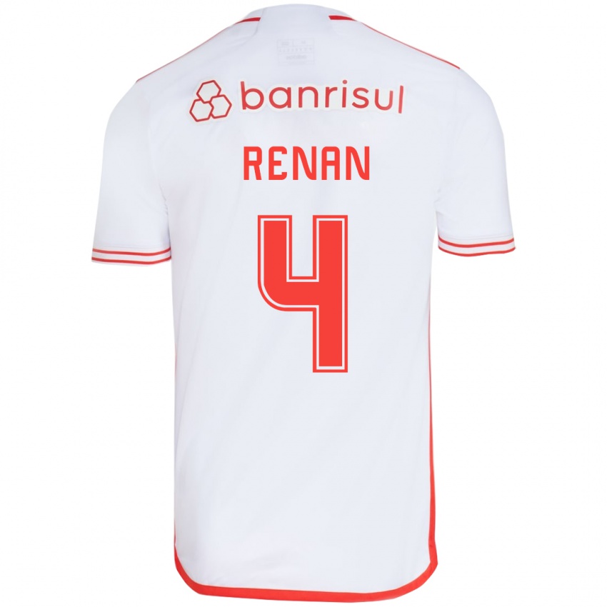 Enfant Maillot Robert Renan #4 Blanc Rouge Tenues Extérieur 2024/25 T-Shirt Suisse