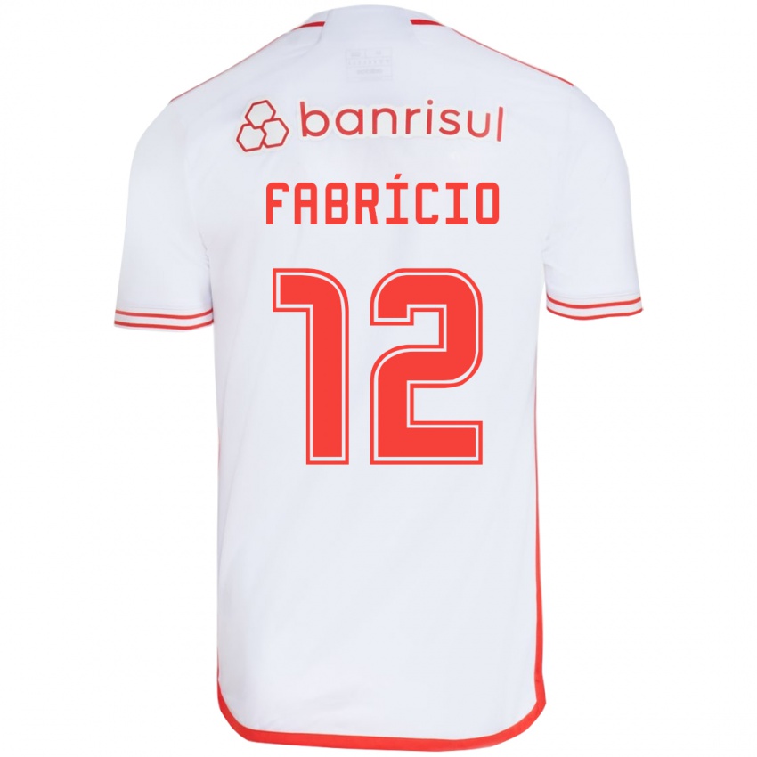 Enfant Maillot Fabrício #12 Blanc Rouge Tenues Extérieur 2024/25 T-Shirt Suisse