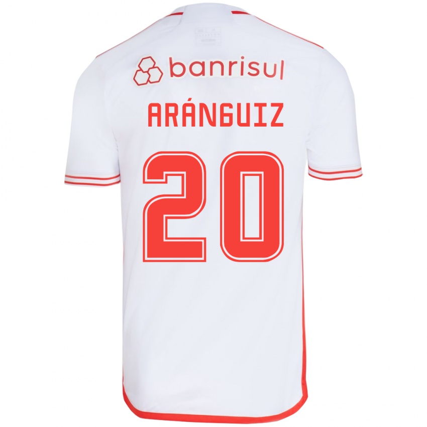 Enfant Maillot Charles Aránguiz #20 Blanc Rouge Tenues Extérieur 2024/25 T-Shirt Suisse