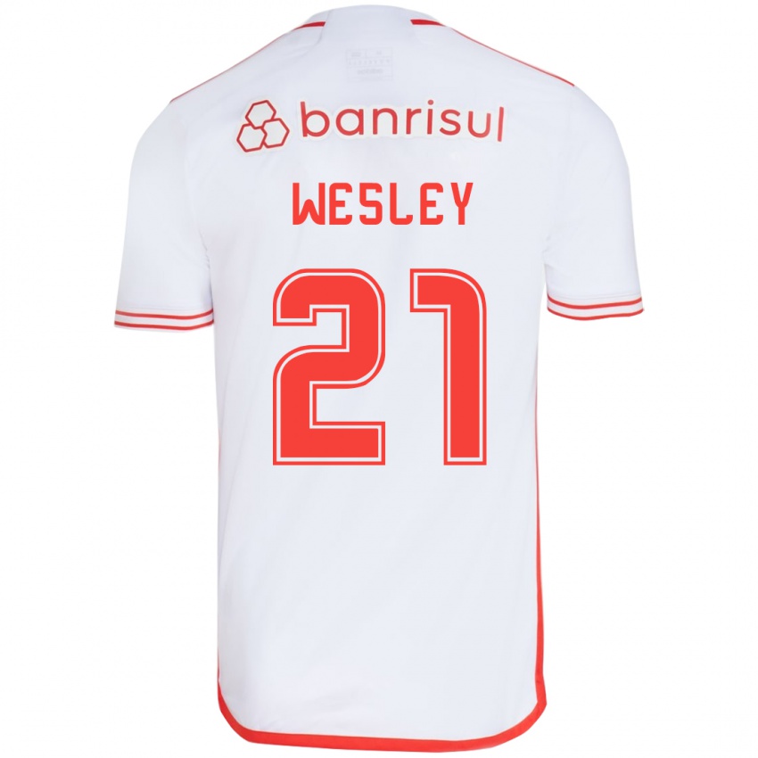 Enfant Maillot Wesley #21 Blanc Rouge Tenues Extérieur 2024/25 T-Shirt Suisse