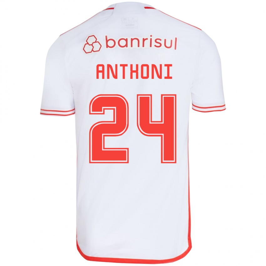 Enfant Maillot Anthoni #24 Blanc Rouge Tenues Extérieur 2024/25 T-Shirt Suisse