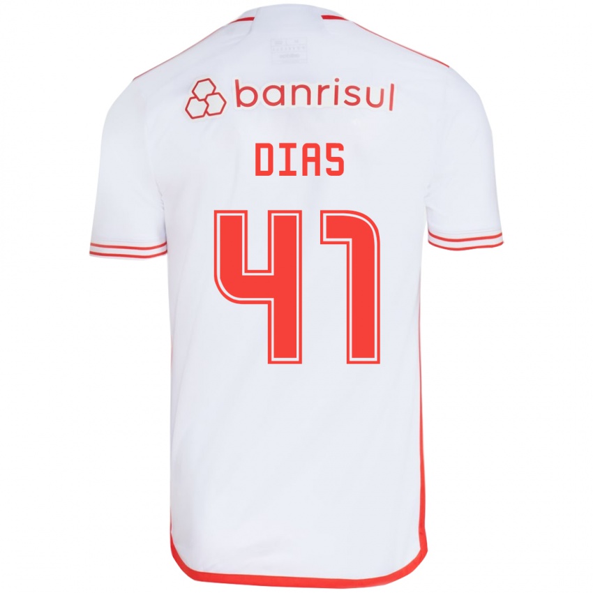 Enfant Maillot Matheus Dias #41 Blanc Rouge Tenues Extérieur 2024/25 T-Shirt Suisse