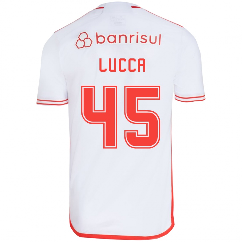 Enfant Maillot Lucca #45 Blanc Rouge Tenues Extérieur 2024/25 T-Shirt Suisse