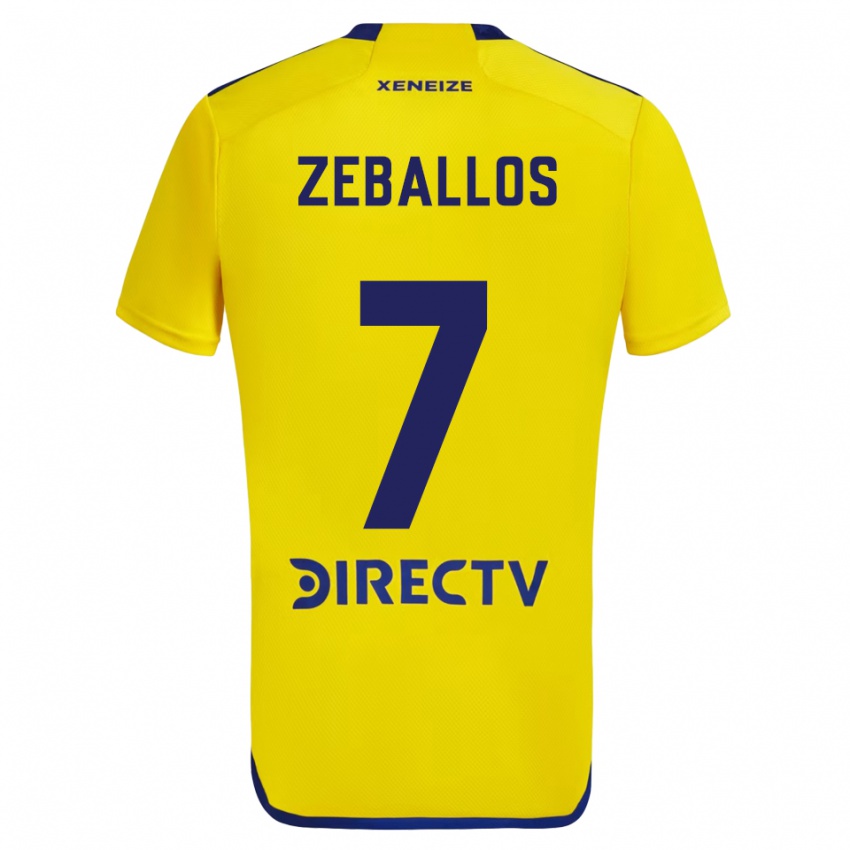 Kinder Exequiel Zeballos #7 Gelb Blau Auswärtstrikot Trikot 2024/25 T-Shirt Schweiz